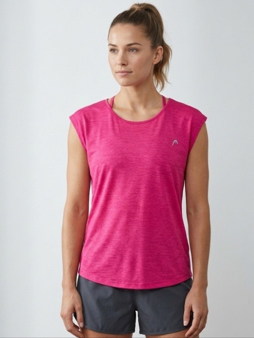 HEAD Women’s  Top Size Medium Athletic Cap-Sleeve Workout Top  Heather